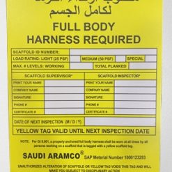 SCAFFOLDING TAG YELLOW-ARAMCO STD